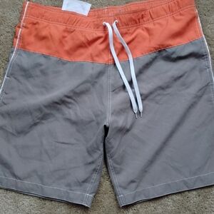 Men's Two-Tone Swim Shorts - Orange and Gray